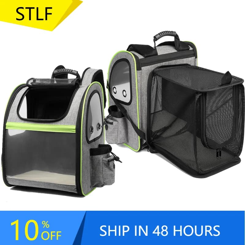 STLFBest Selling Zaino da viaggio per animali espandibile per il fine settimana da viaggio durevole Zaino da trasporto per cuccioli di gatto in tessuto a rete Oxford