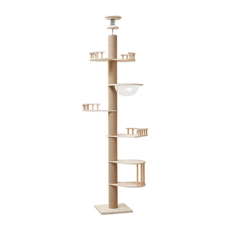 Luxury Cat Tree, Space-Saving Scratching Post with Condo, Climbing Tower for Cats, Multi-Level Pet Furniture, Durable Stable