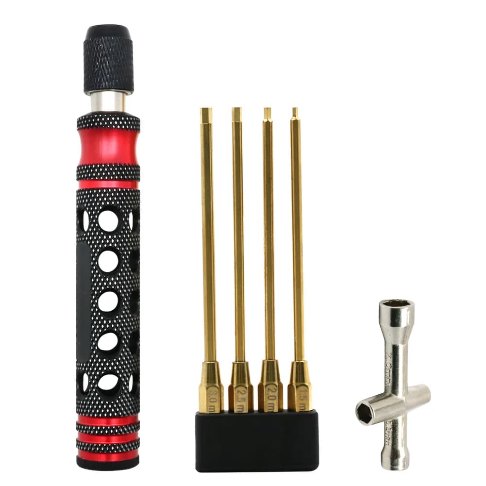 Hexagonal screwdriver 4 in 1 Set of 1.5 mm 2,0 mm 2.5 mm 3 mm with cross key 4 in 1 4 5 5.5 7 mm for drone boat TRX4 Arrma