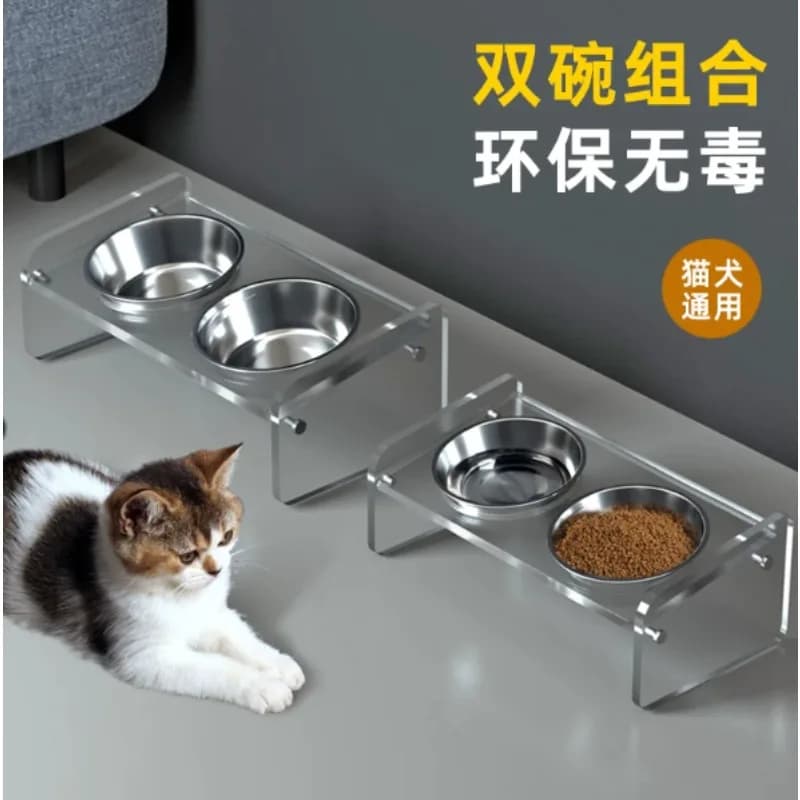 Food and Water Bowls Included 2 Set Removable Stainless Steel Dogs Any Pet Acrylic Feeder Stand pet supplies