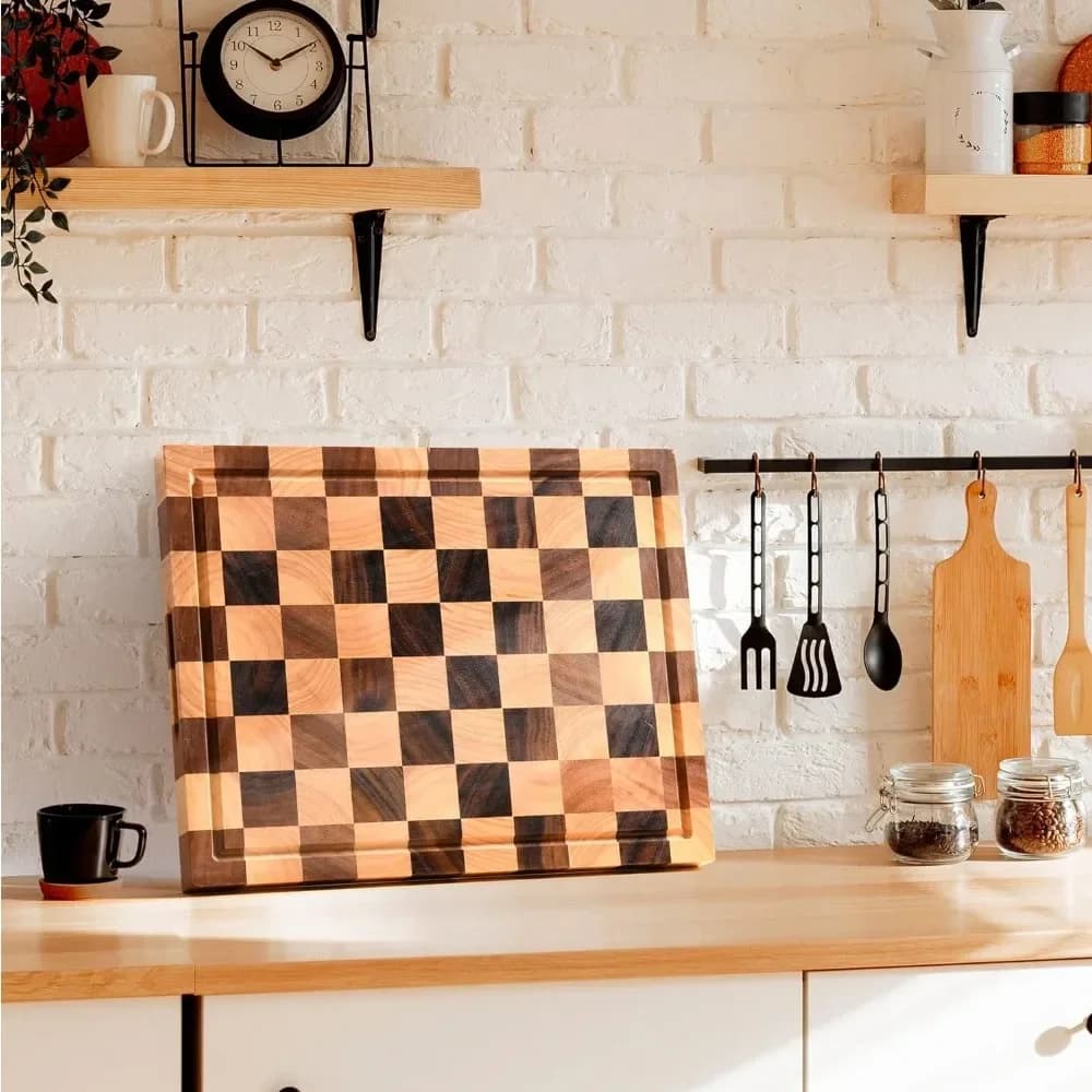 v Tagliere in legno di acacia - Blocco da macellaio extra large spesso 1,5 pollici, tagliere reversibile con scanalatura per succo