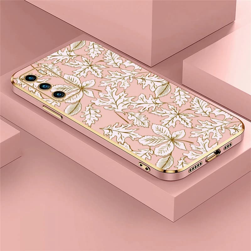 Cover per telefono con stampa di foglie vintage per Huawei P30 P40 Lite P Smart 2021 Z Plus Pro 2019 P20 Pro Cover in silicone placcato di lusso