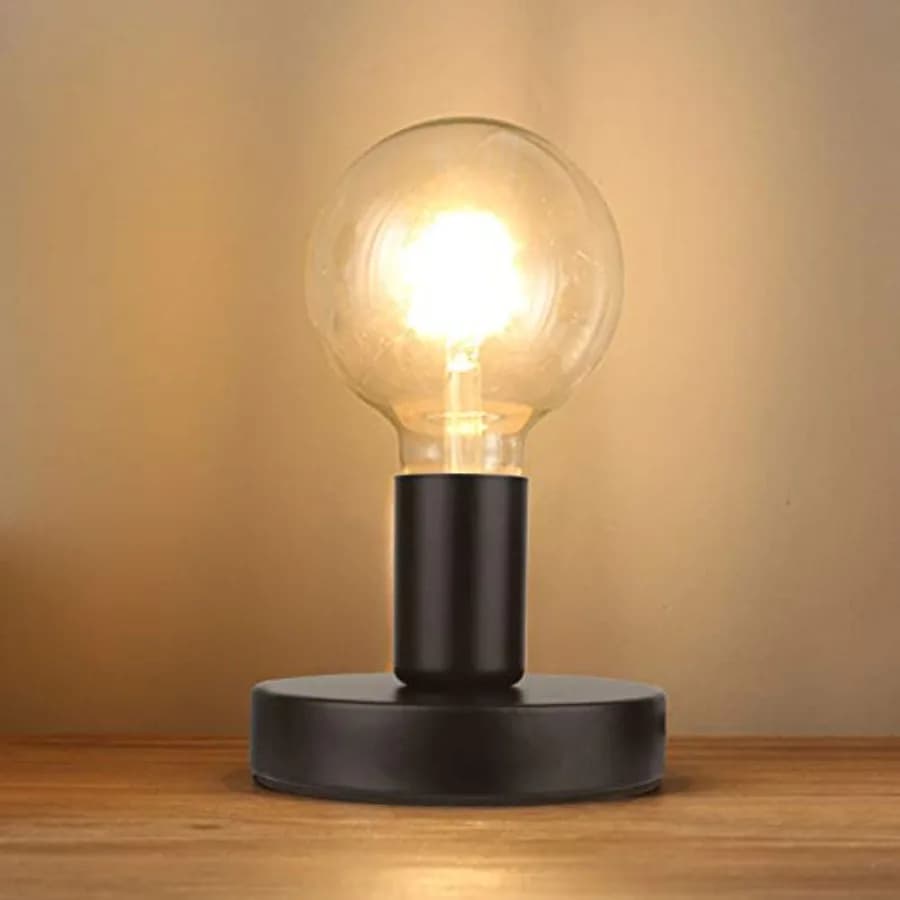 Base per Lampada da Tavolo Industriale, Portalampada E26 E27 Senza Paralume, Base per Lampada da Scrivania Mini Corta con Lampadina a Vista, Lampada Edison Semplice in Metallo