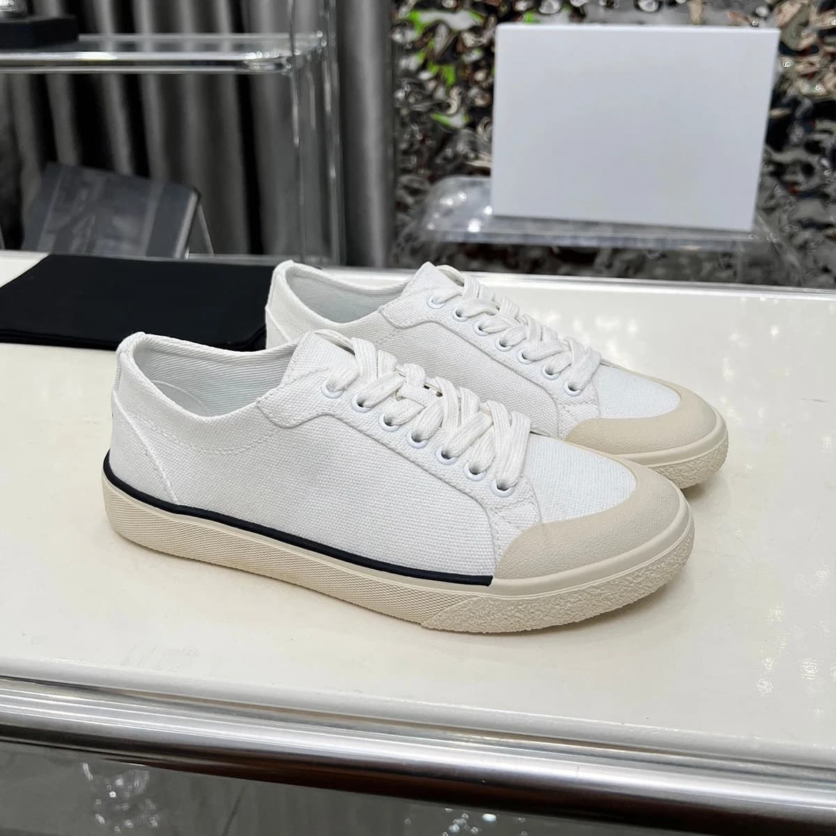 2026 New Women Shoes Canvas Lace‑Up Sneakers Rubber Toe Cap Low Top Casual Walking Flat Shoes--wy85