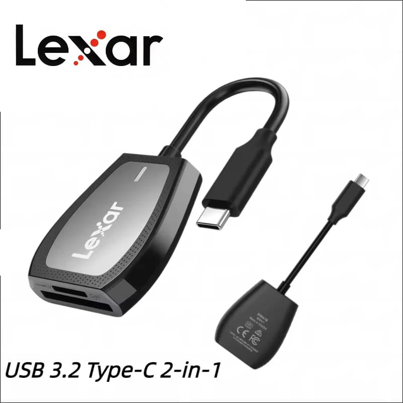 Lexar Professional USB 3.2 Type-C Dual-Slot Reader Supports SD and microSD UHS-II Cards Up To 312MB/s Read for Laptop Desktop