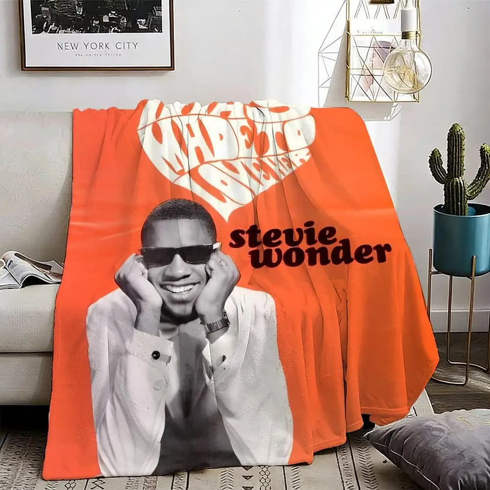 Stevie Wonder Throw Lightweight 240g Flannel Blanket Soft Skin-friendly for Summer Cooling