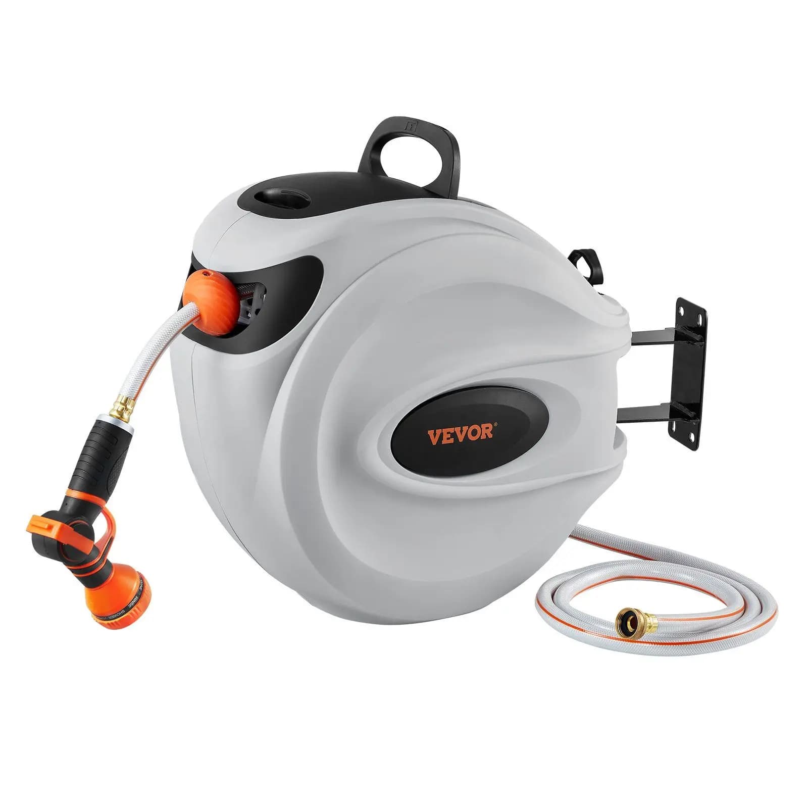 Avvolgitubo Retrattile da Parete 130 ft x 1/2 pollice con Ugello a 9 Getti, Riavvolgimento Automatico e Blocco a Qualsiasi Lunghezza