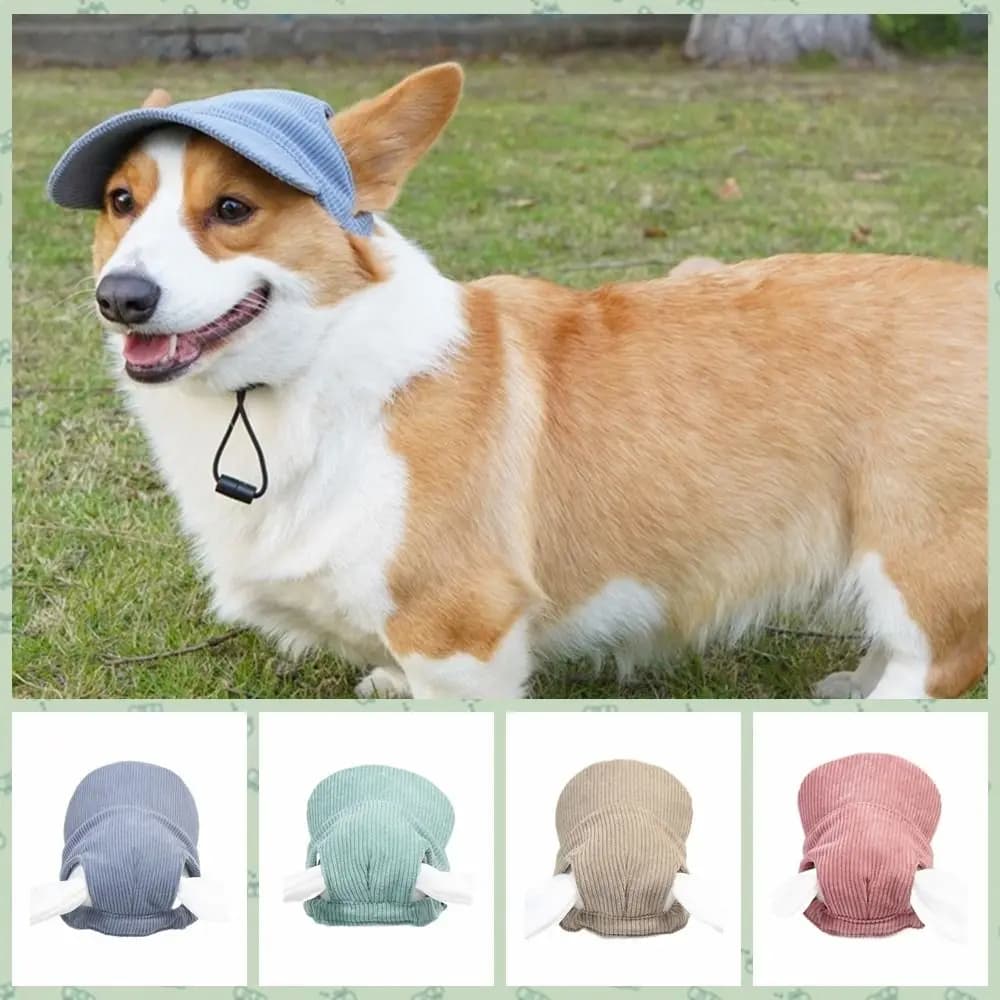 Adjustable Baseball Hat for Dogs with Holes for Eyelets, Breathable Sun Hat for Domestic Animals, Coordinated Summer Hat Genitor-Cane