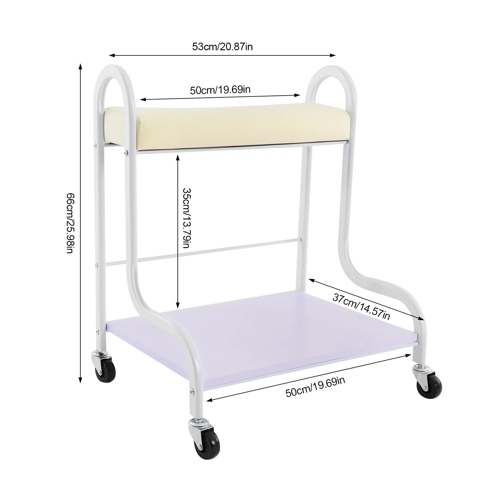 Carrello portapiedi per pedicure con ruote, sgabello per pedicure, carrello portatile per salone di bellezza, spa per unghie o pediluvio, poggiapiedi per pedicure e manicure