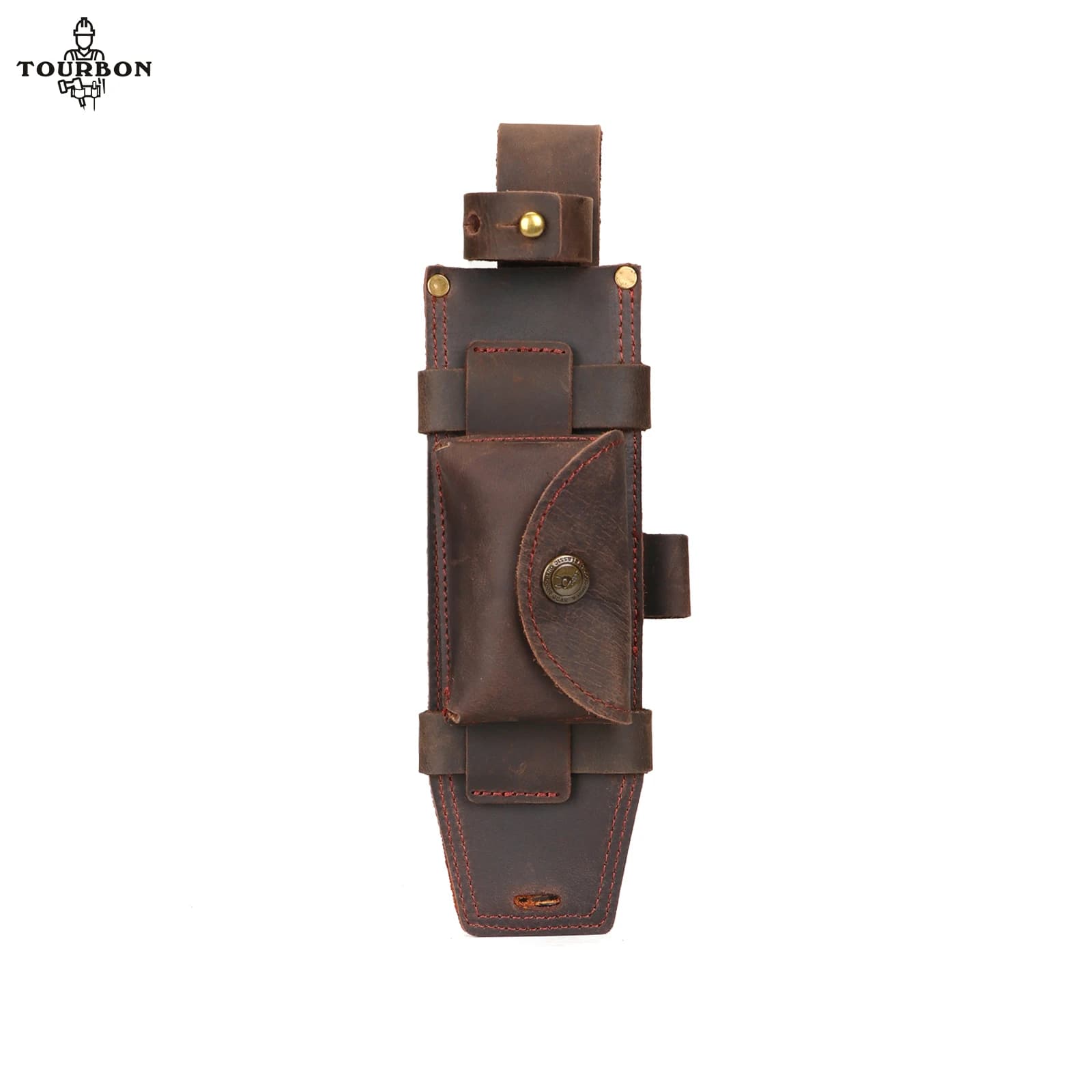 Tourbon Copri fodero per coltello multiuso in pelle a lama fissa con slot per avviamento antincendio, una piccola tasca per cintura (senza coltelli)