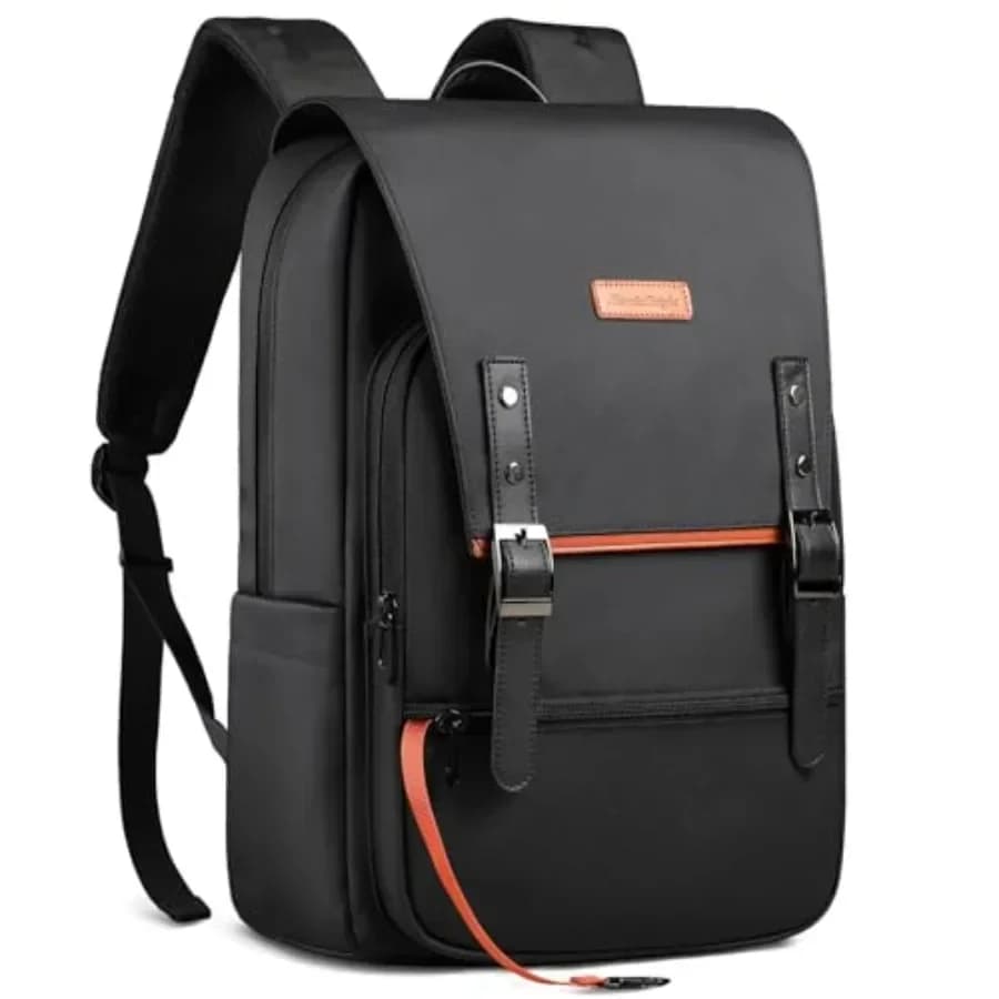 Zaino vintage per laptop da uomo e da donna, zaino per computer da 15,6 pollici con chiusura magnetica, zaino casual leggero per il college B