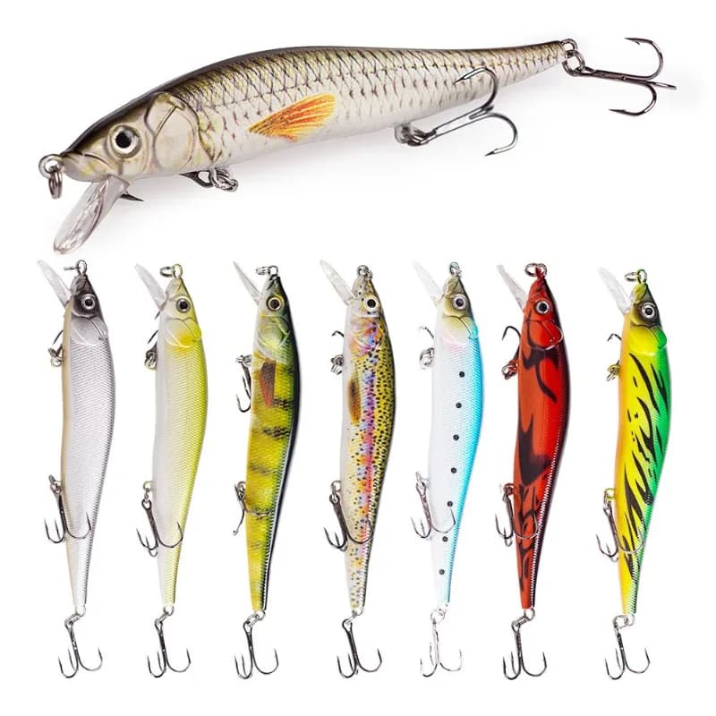 1 pezzo Esca Artificiale Galleggiante in Plastica da 11cm/13g, Tipo Minnow Rigido con 3 Ancorette, per la Pesca di Luccio e Carpa