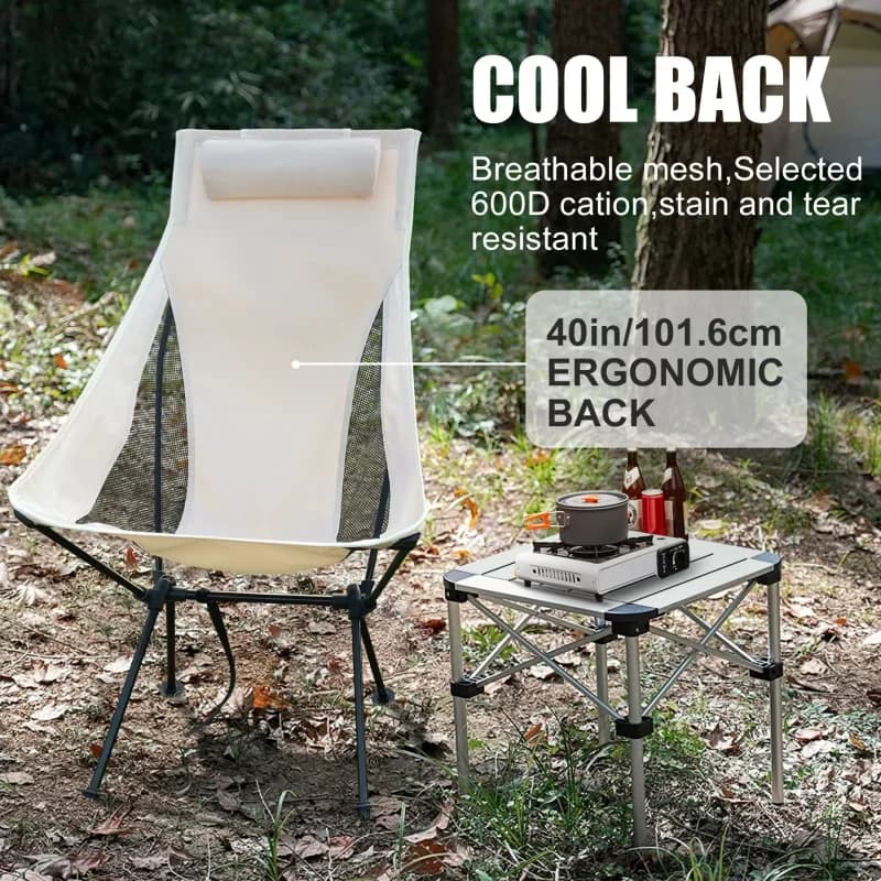 Ultralight Aluminum Alloy Folding Chair with Headrest Portable Outdoor Fishing Camping Seat for Picnic Hiking Travel