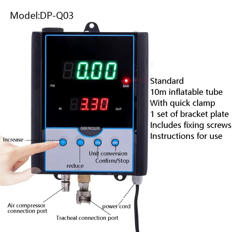Gonfiatore Pneumatici Completamente Automatico AAAAA con Display Digitale a Parete, Pompa d'Aria per Officine Pneumatici e Autofficine, Attrezzatura per Gonfiaggio