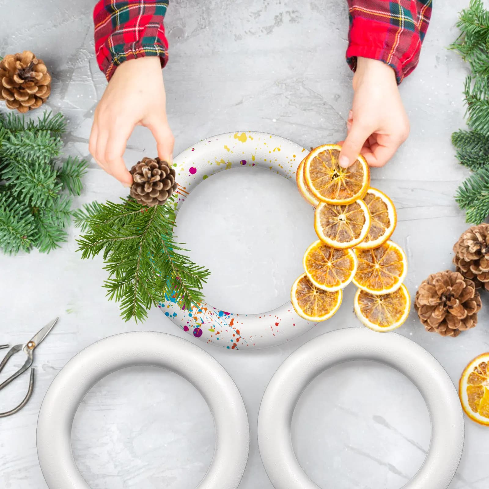3 Pcs Round Foam Wreath Circles For Diy Crafts Christmas Decorations Circle Wreath Making Kit Festival Party Foams Model