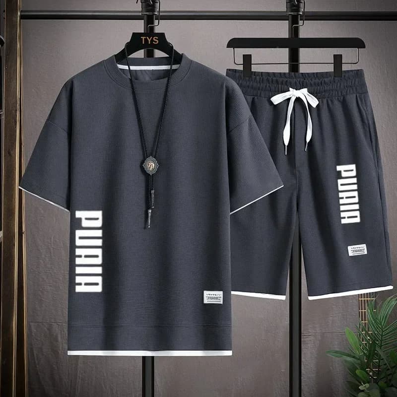New Complete Man 2026: T-shirts and Shorts 2-in-1 Breathable Activity Casual with Fashion Printing for Running and Sport