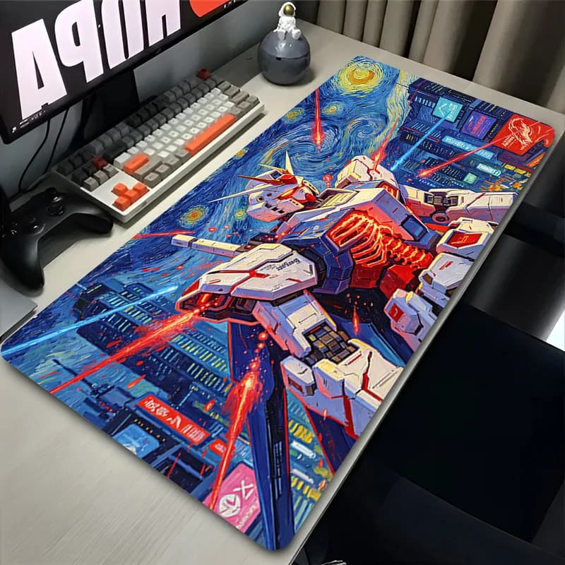 Anime Mouse Pad Large E-sports Gamer Mat Computer Keyboard Pad Mechanical Warrior Gundam Hot Gaming Desk Mat Colorful Mausepad