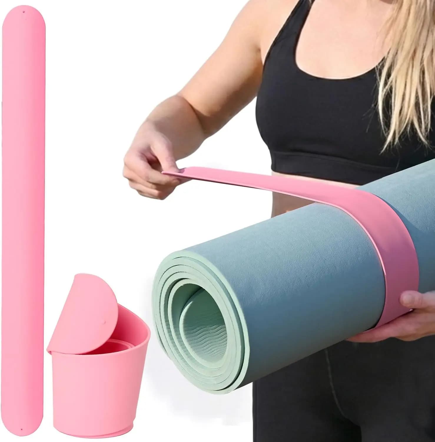 Cinghia per Tappetino Yoga - Fascia a Chiusura Rapida per Mantenere i Tappetini Arrotolati e Sicuri - Accessori da Palestra in Morbido Silicone