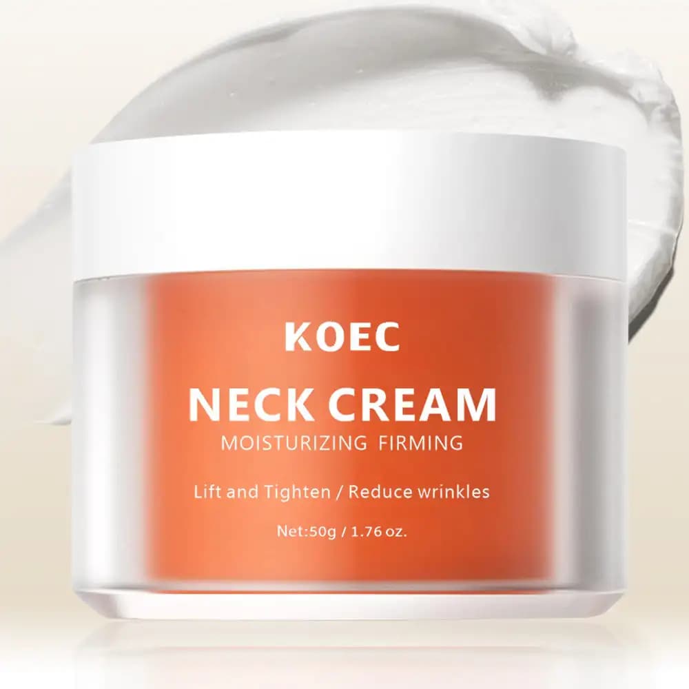 Crema Rassodante per il Collo KOEC 50g, Effetto Lifting Istantaneo, Riduce le Rughe, Illuminante, Idratante, ad Assorbimento Rapido con Squalano