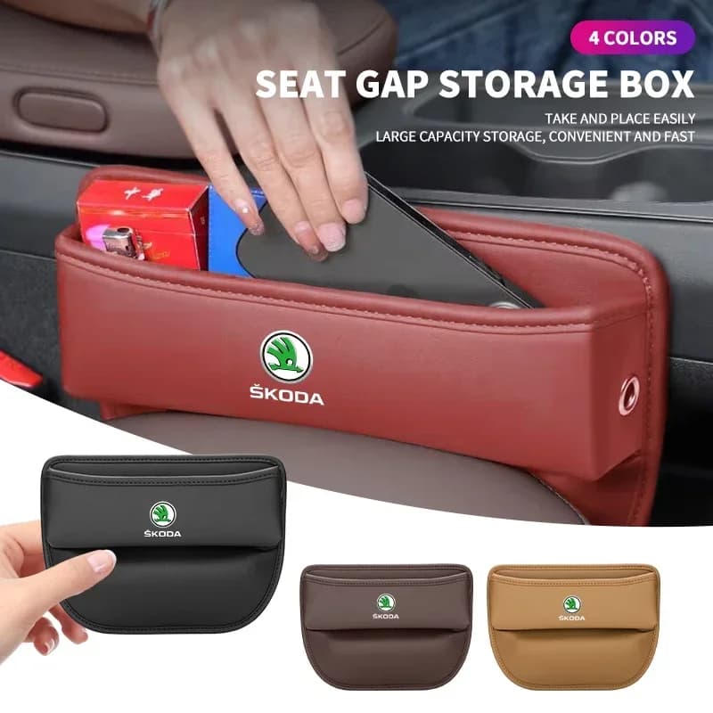 Auto Logo Sedile Gap Organizer In Pelle Per Skoda Octavia Fabia Kamiq Kapoq Kodiaq Rapid SCALA Superb A5 A7 RS Yeti Accessori