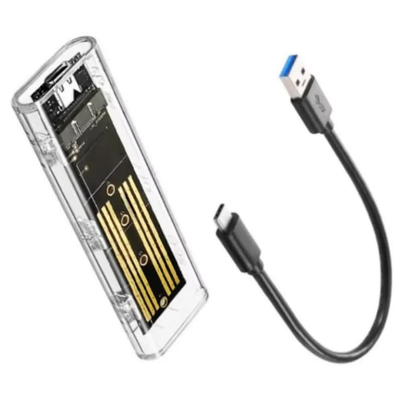 M.2 NVME PCIe NGFF SATA SSD Case USB3.1 Gen1 10Gbps TypeC Transparent SSD Enclosure External SSD Adapter for 2230/2242/2260/2280
