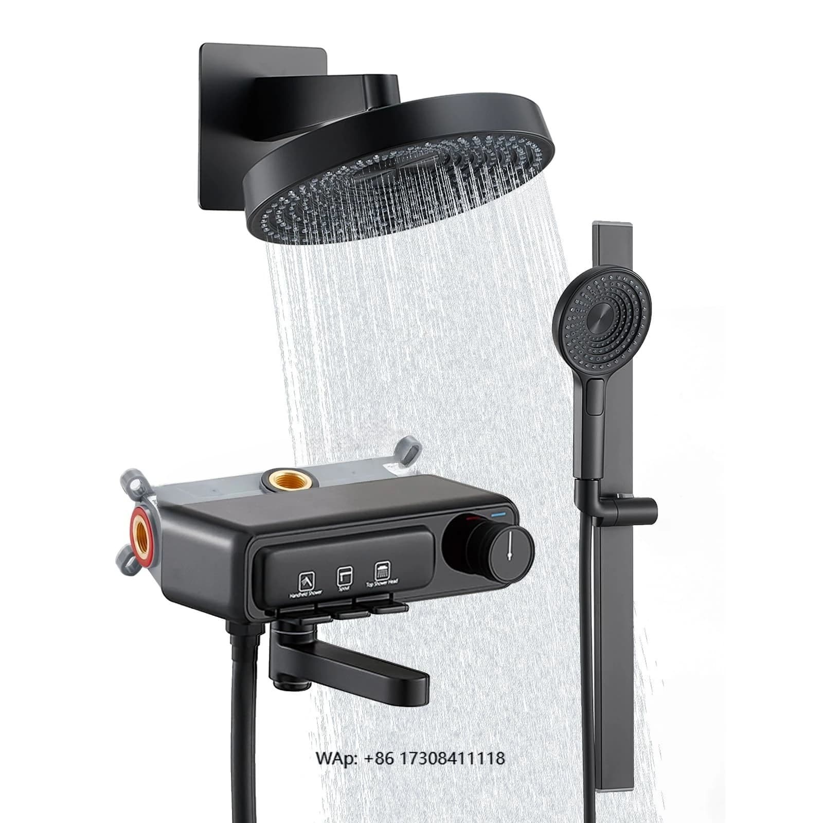 System of shower faucets for modern bathroom Mixer for set black copper wall shower heads