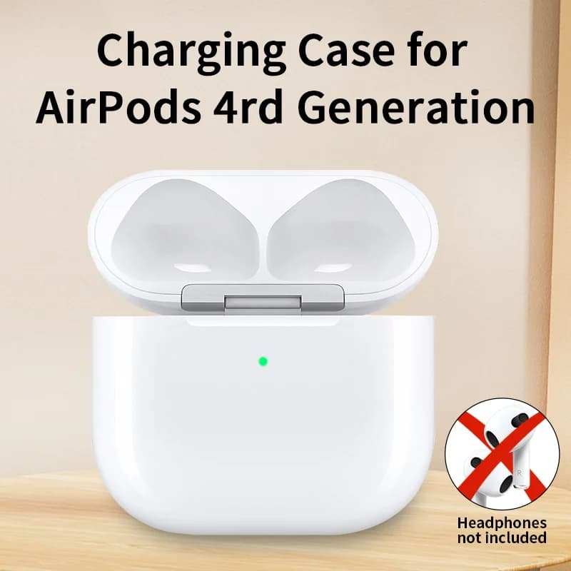 Replacement AirPods 4 charger case with wireless charging and real pop-up – without earphones, battery support similar to OEM