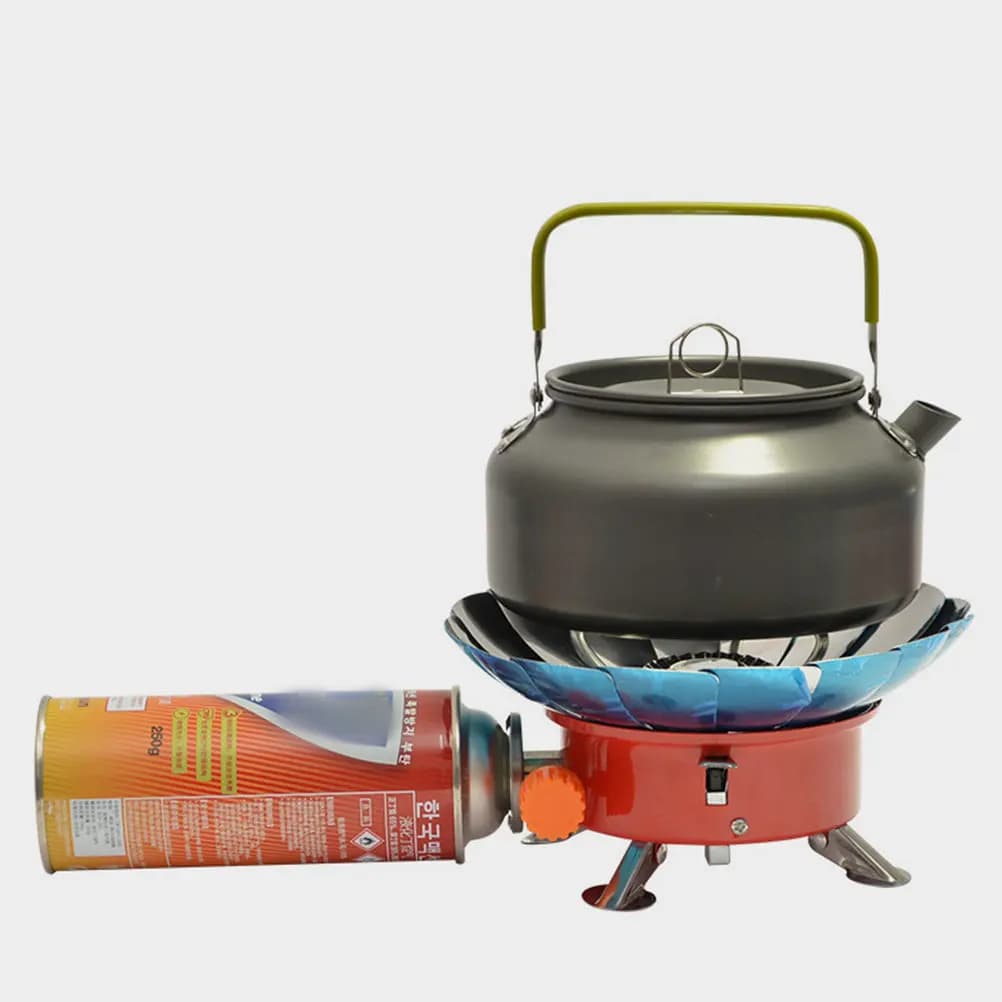 Fornello a Gas Portatile Design Lotus Antivento per Campeggio, Riscaldamento Rapido, Pieghevole e Compatto per Escursioni