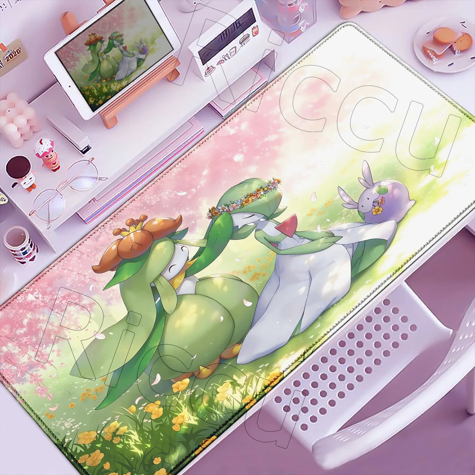 Tappetino per mouse Tastiera per computer Tappeto Mausepad Accessori da gioco di grandi dimensioni Tappetino per mouse PC Gamer Xxl P-Pokemons Gardevoir Tappetino da scrivania Tavolo