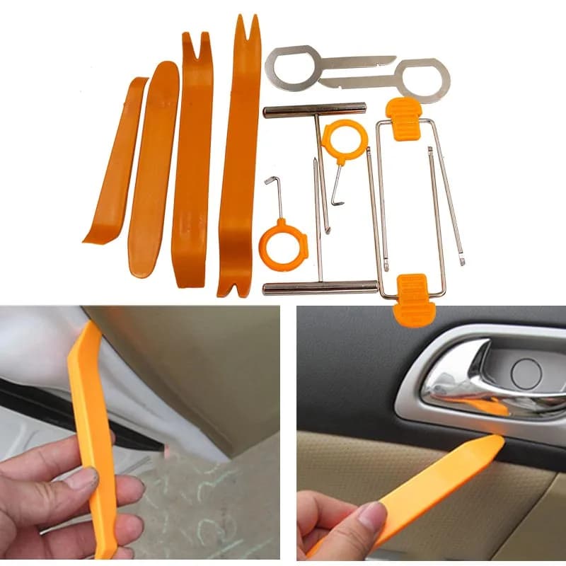 Kit di rimozione audio per clip per porta autoradio per auto Rimozione audio per auto Pannello di rivestimento Cruscotto Lettore DVD per auto Riparazione Strumento di leva per cabina a mano