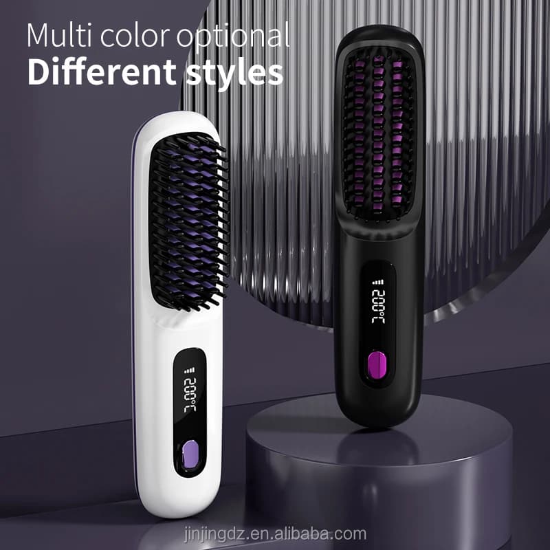 Nuova Spazzola Lisciante Elettrica Portatile Senza Fili per Capelli e Barba, Piastra per Capelli Cordless per Uomini e Donne