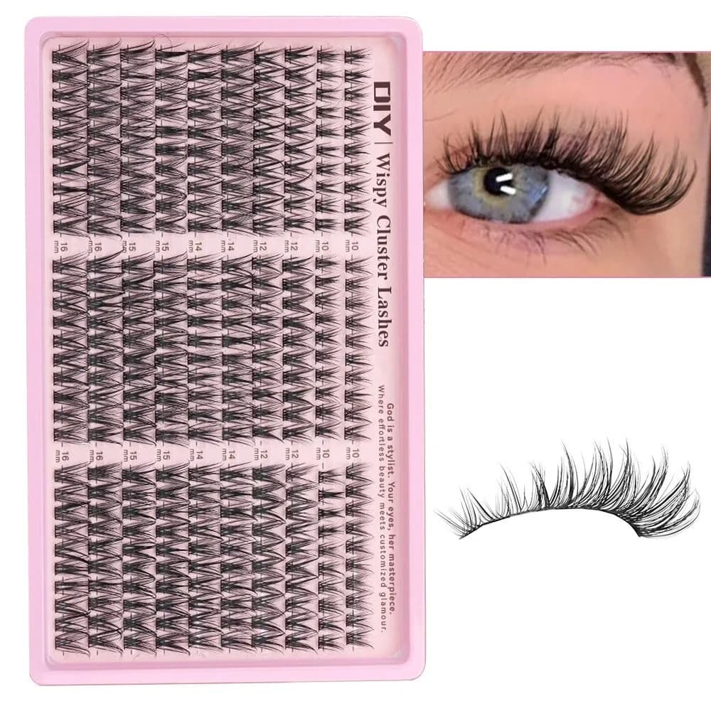 Ciglia Finte Lunghe 10-16mm, 30D/40D/50D/60D, Ciuffi Voluminosi, Aspetto Naturale, Stile Sfumato, Kit per Extension Ciglia