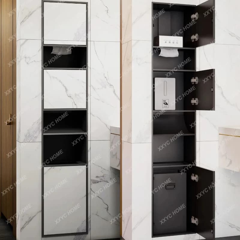 X-S Bathroom embedded trash can stainless steel door panel, thickened hidden embedded niche