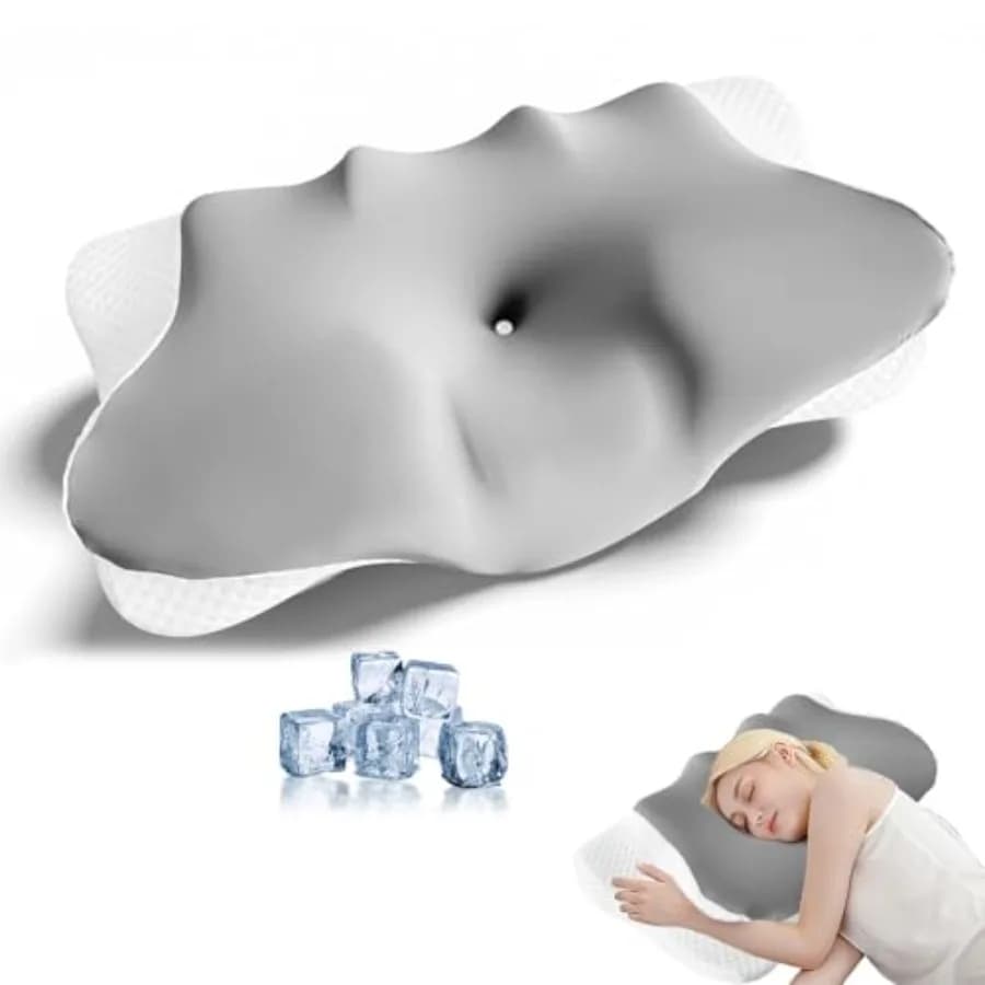 Cuscino per chi dorme sul fianco per il dolore al collo, cuscino ergonomico 2 in 1 morbido e sagomato per chi dorme sul fianco con tessuto traspirante in seta ghiaccio, Queen