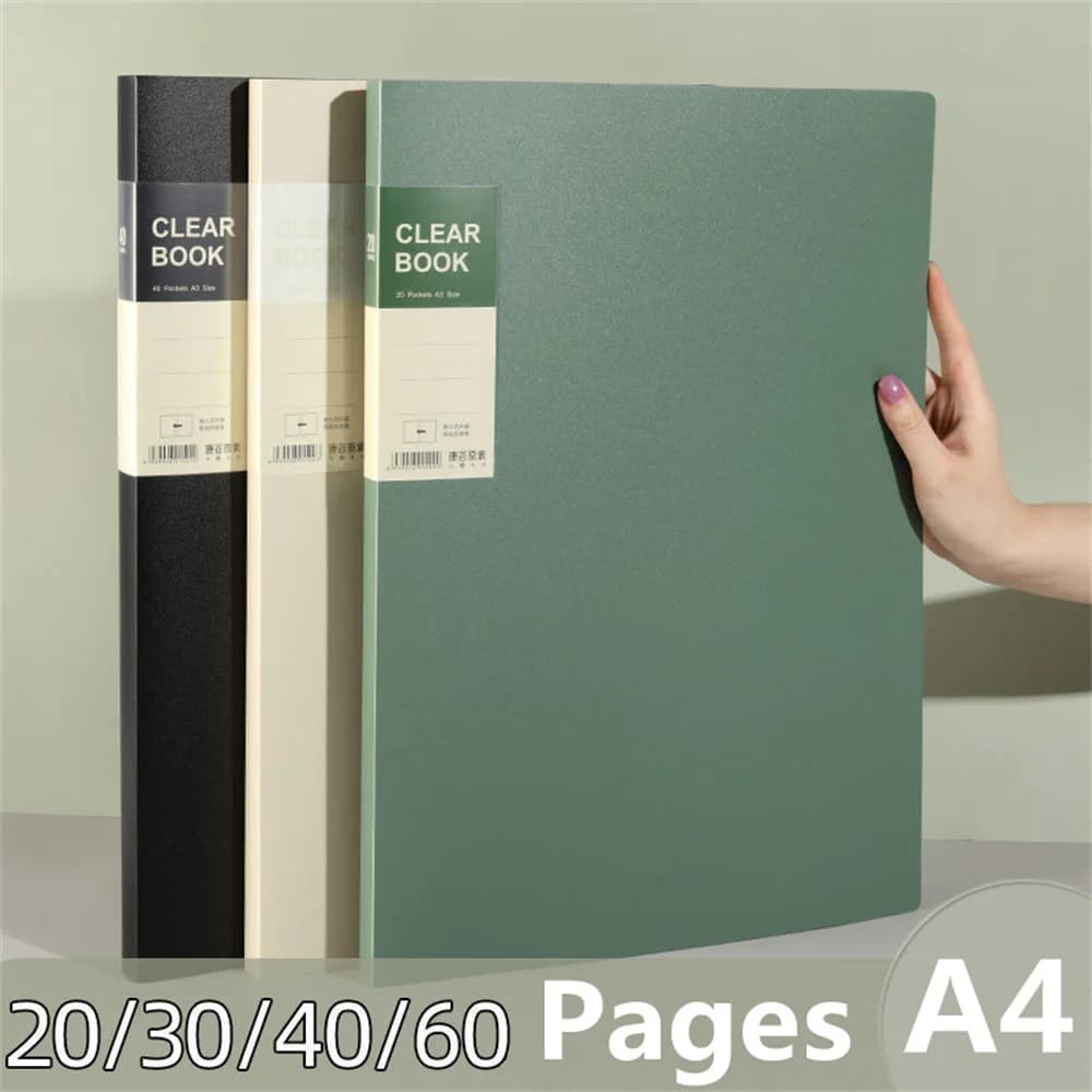 Cartella di File A4 Display Book 20/30/40/60 pagine inserto trasparente carta organizzatore di documenti borsa forniture scolastiche per ufficio