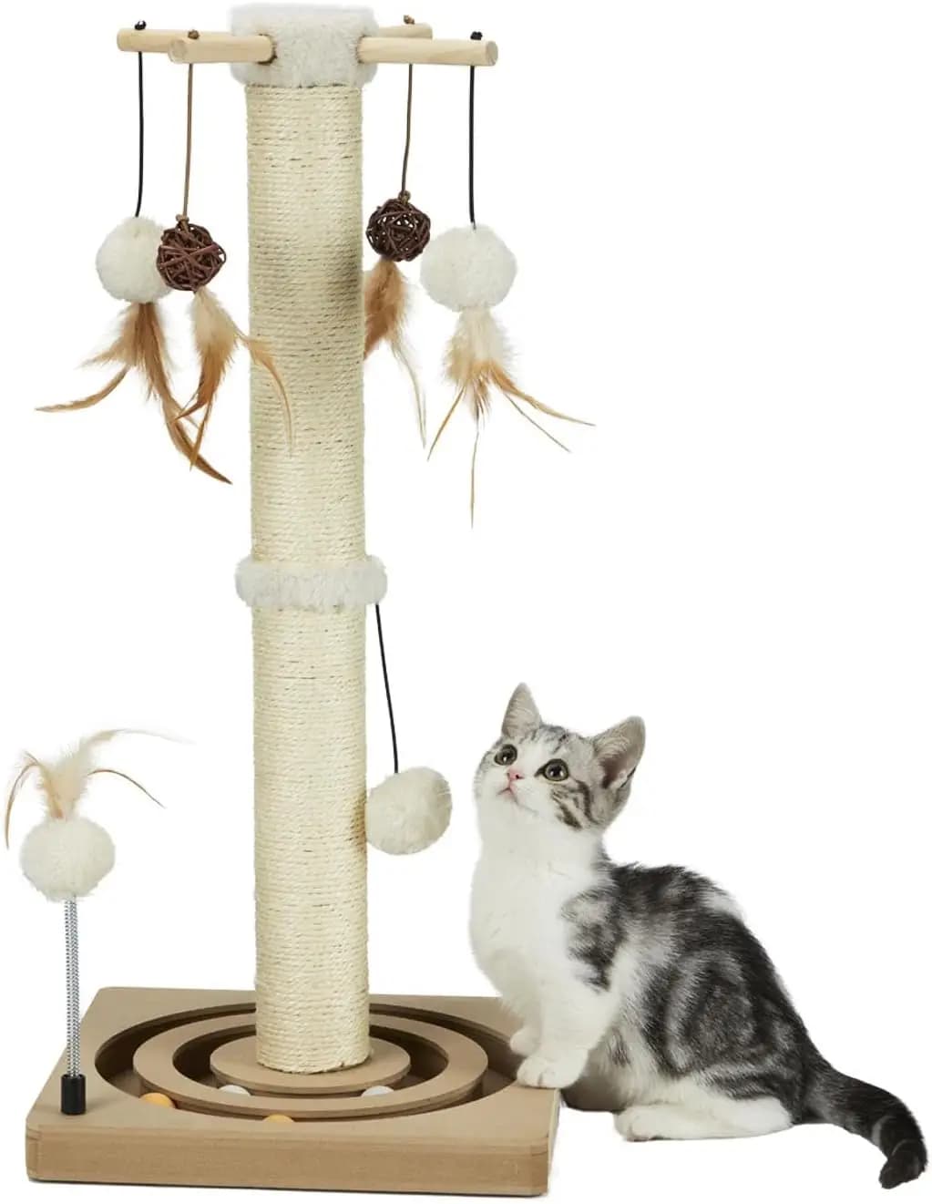 Tiragraffi per Gatti in Sisal per Gatti da Interno e Gattini, con Palla Interattiva