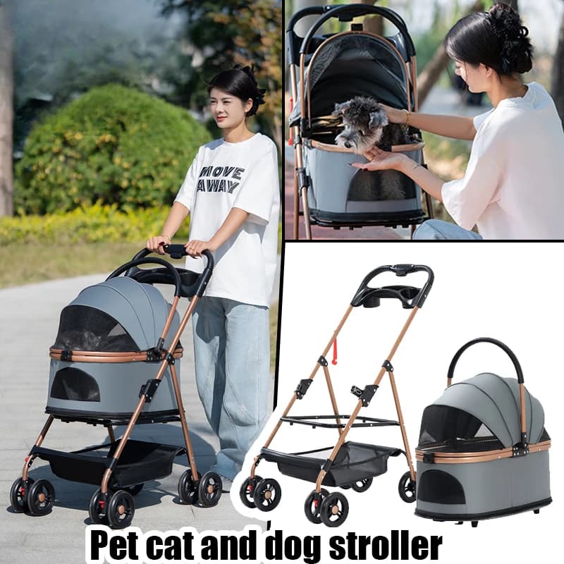 Passeggino Interattivo per Animali Domestici da Esterno, Pieghevole, per Cani e Gatti, Portatile, Leggero, per Piccoli Animali