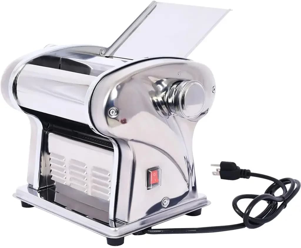 Electric Pasta Maker Machine – Stainless Steel Noodle Roller with Built-in 60W Motor, 8 Thickness Settings, 2.5mm Round Noodle C