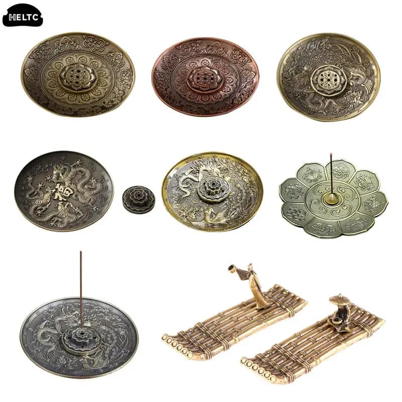 1 * Retro Lotus Base porta incenso Dragon Phoenix bruciatori di incenso di loto per bastoncini di incenso cono incensiere piatto buddismo decorazioni per la casa