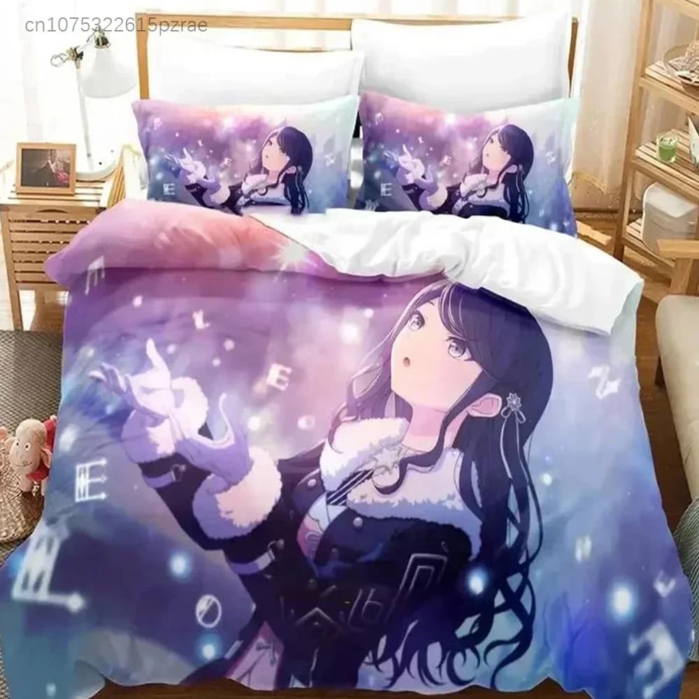 Anime Hoshino Ichika Project SEKAI Bedding Set Printed Bed Set With Pillowcase Duvet Cover Soft Queen King Size Bedclothes Home