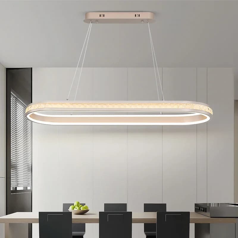 Lampada a sospensione a LED in cristallo con linea ad anello circolare cavo nordico per soggiorno, tavolo da pranzo, lampada a sospensione per ufficio