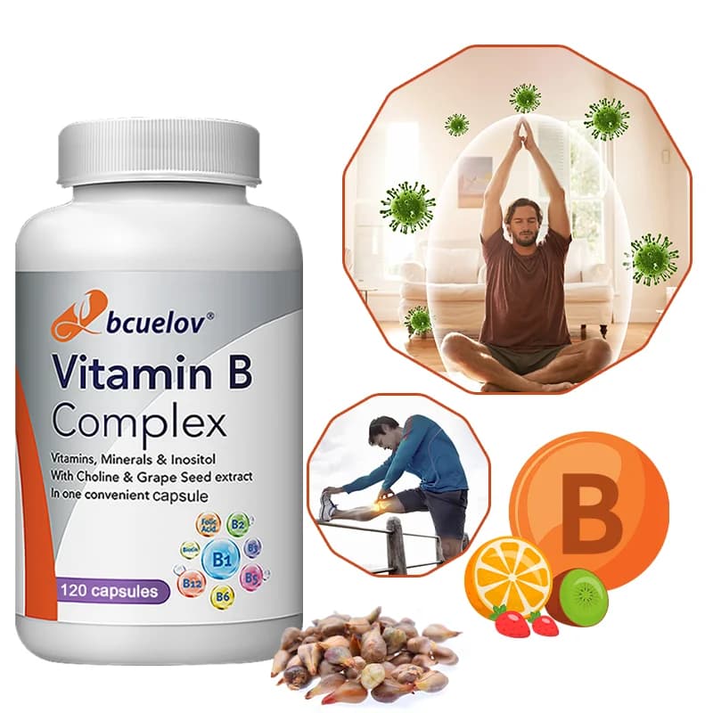 Complesso di vitamina B: con acido folico, supporto immunitario, favorisce la salute del cervello e il sistema nervoso, aumenta l'energia e migliora l'allergia