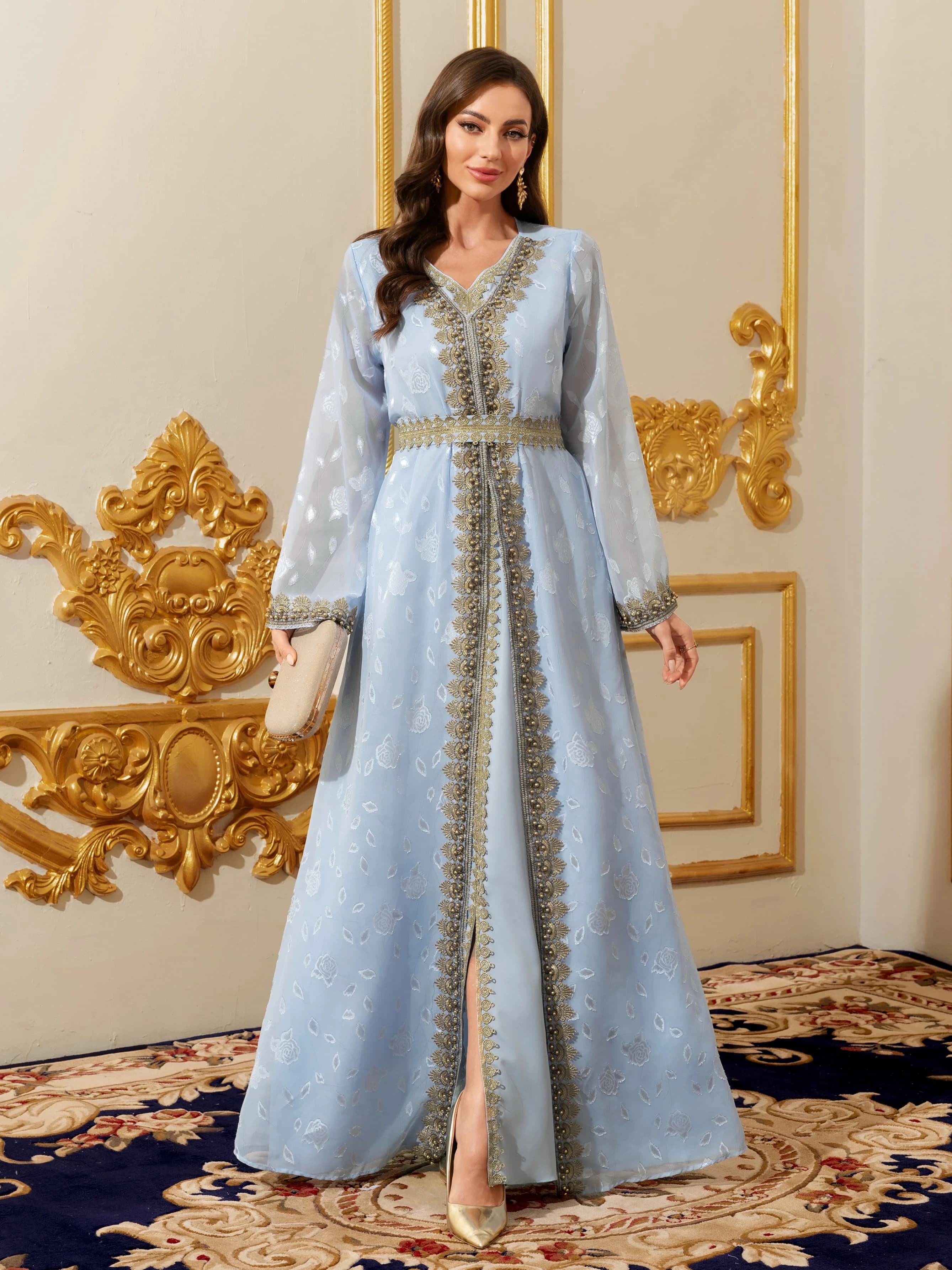 Abaya Muslim maxi dress Moroccan floral caftano for women Islamic Arab Dubai Robe Prayer clothing Ramadan
