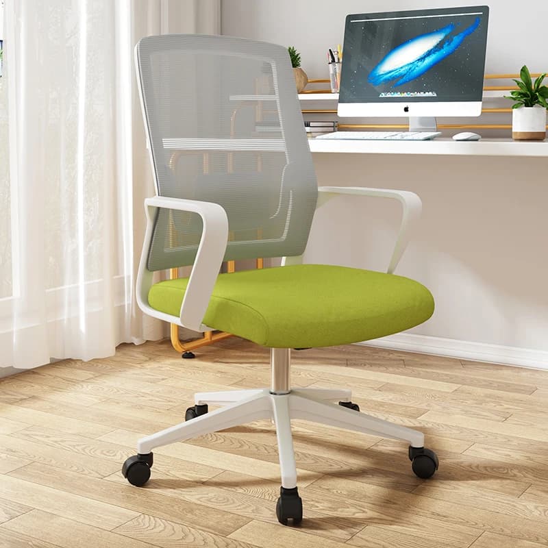Sedia da ufficio e gaming in pelle e rete, con schienale alto, rosa e bianca, con funzione massaggio, per casa e salone, in acrilico, dal design accattivante.