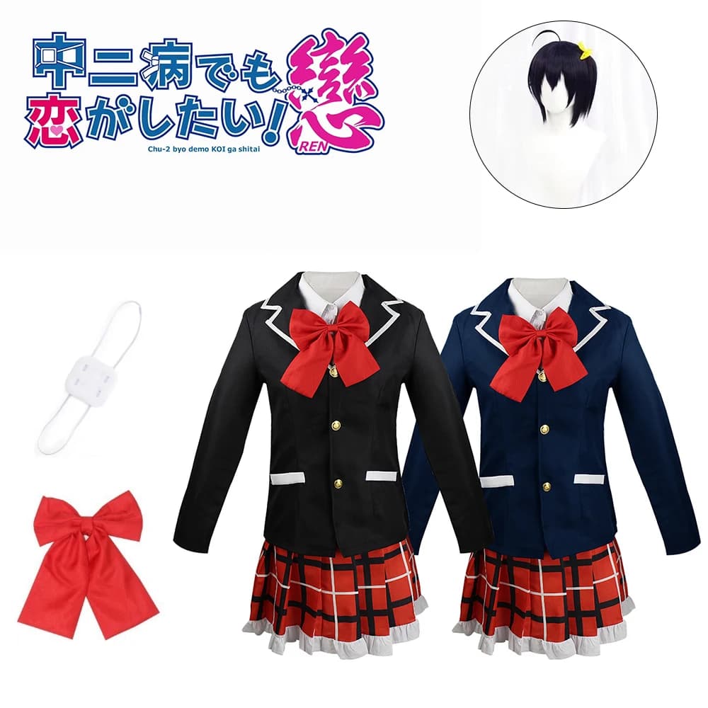 Anime Love Chunibyo Altre Delusioni Takanashi Rikka Dekomori Sanae Costume Cosplay Parrucca Donna Adulta Gonne Uniforme Vestito di Halloween