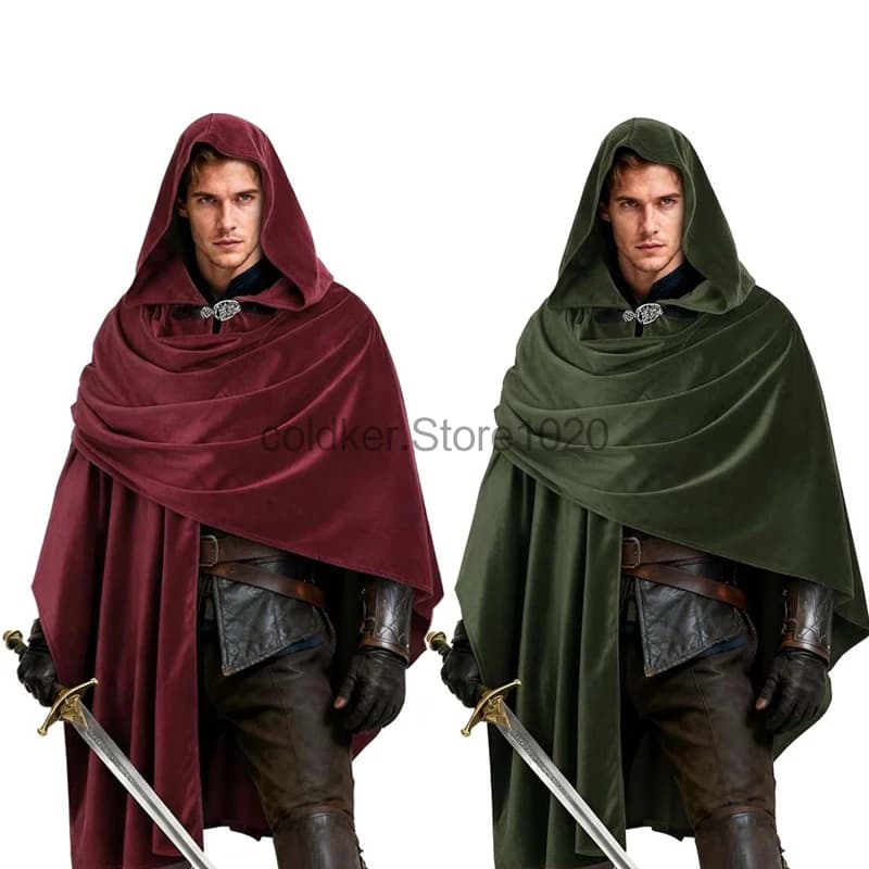 Nuovo cavaliere medievale cosplay mantello con cappuccio rinascimentale vintage sciarpa pirata scialle per uomo donna festa a tema Halloween outfit