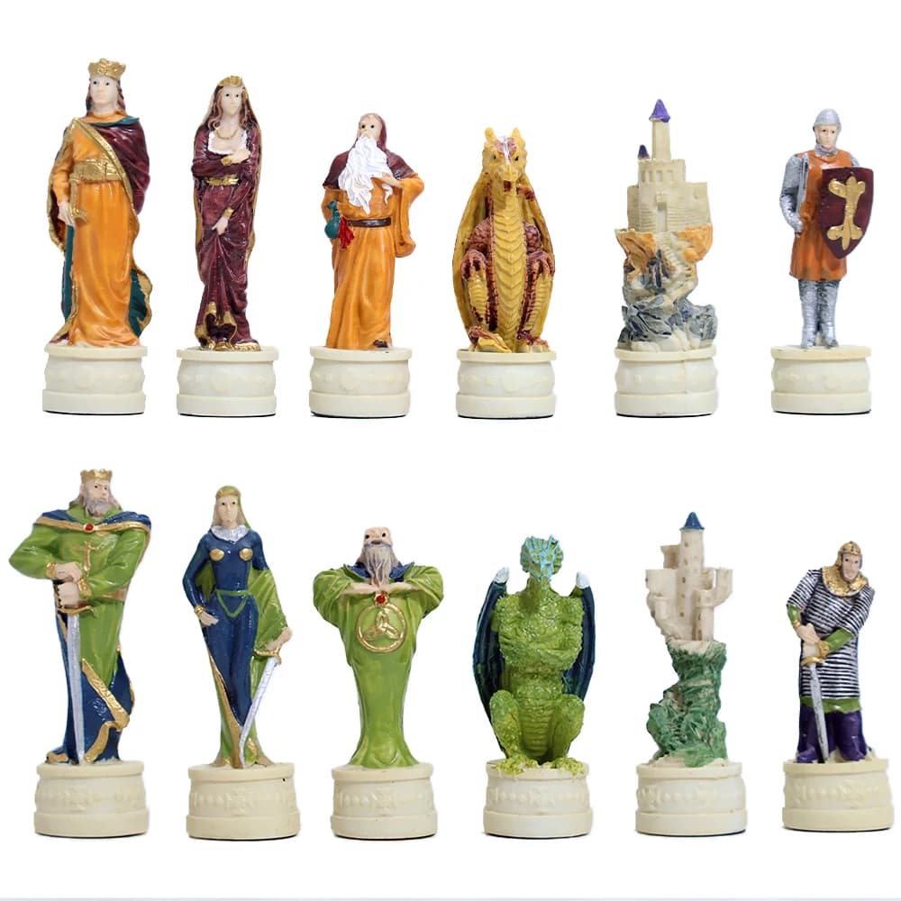 Deluxe Resin Dragon Knight Themed Chess Set 32 Pieces Handmade Carved Collection Gift Tabletop Game