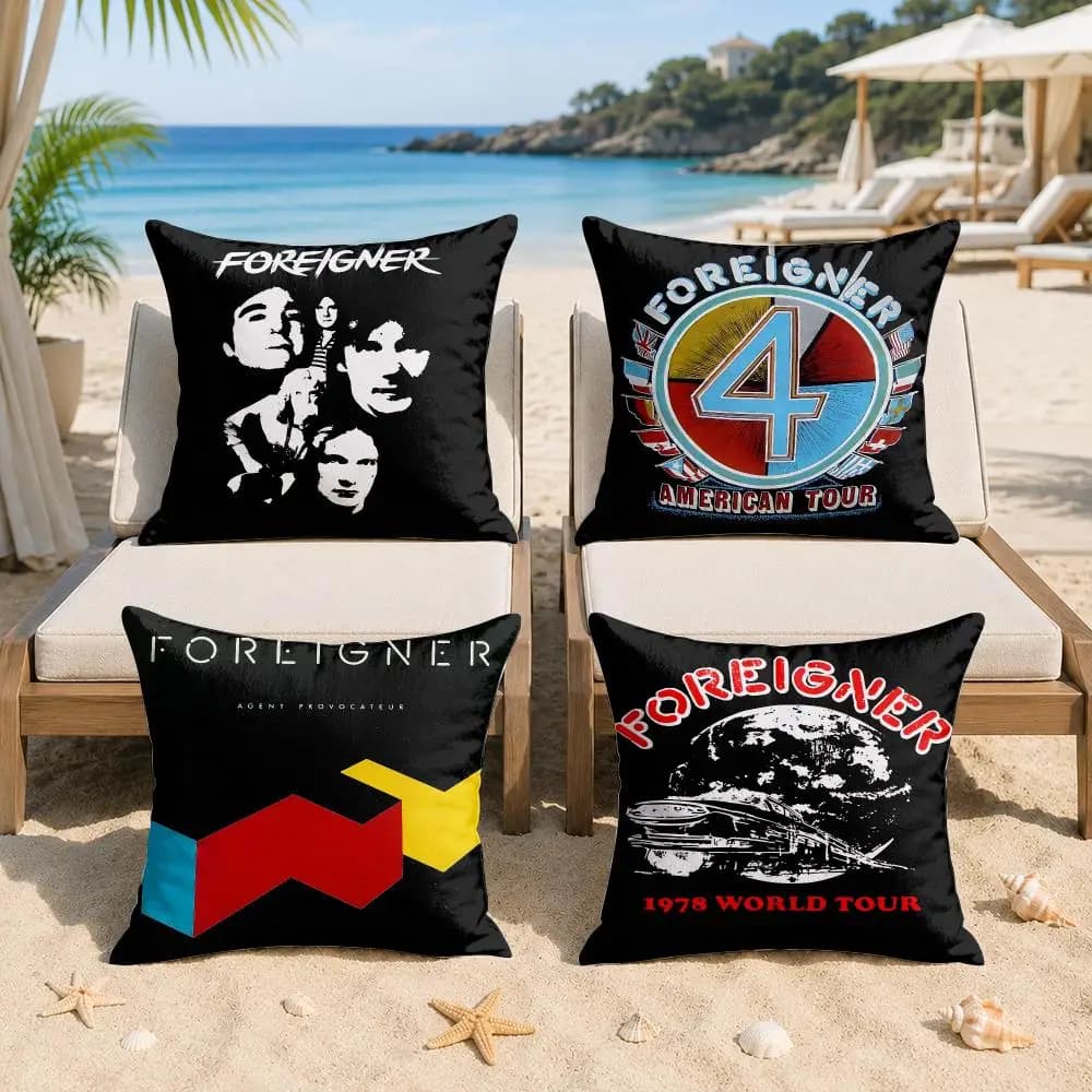 Foreigner Rock Band Cool Cushion Cover Silky Short Plush Invisible Zipper Dustproof Sofa Pillow Case For Home Decor