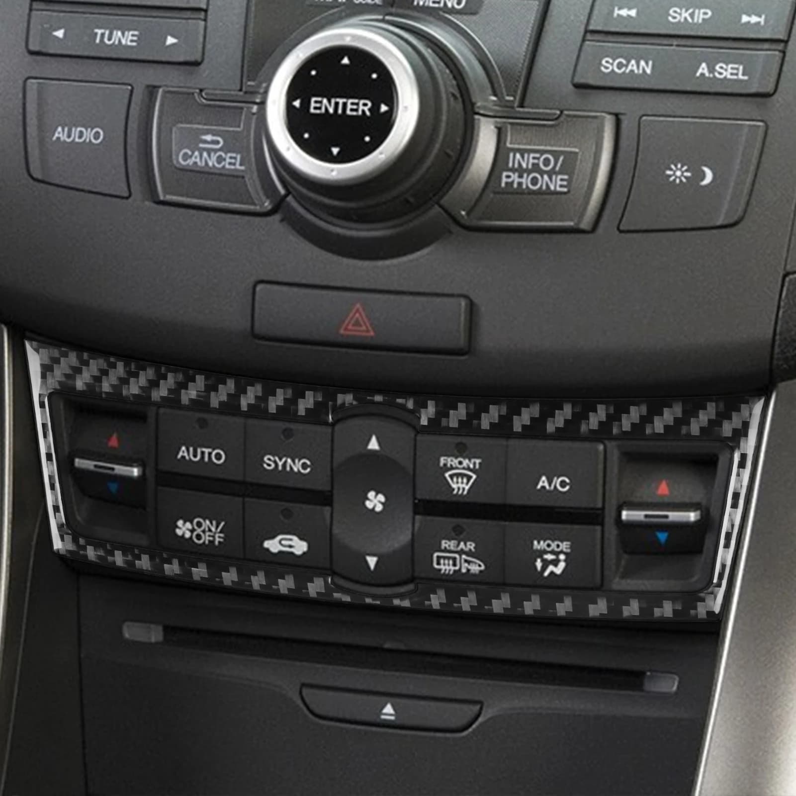 For Acura TSX 2009-2014 Carbon Fiber Central Air Conditioning AC Control Panel Cover Trim Car Accessories Decoration Sticker