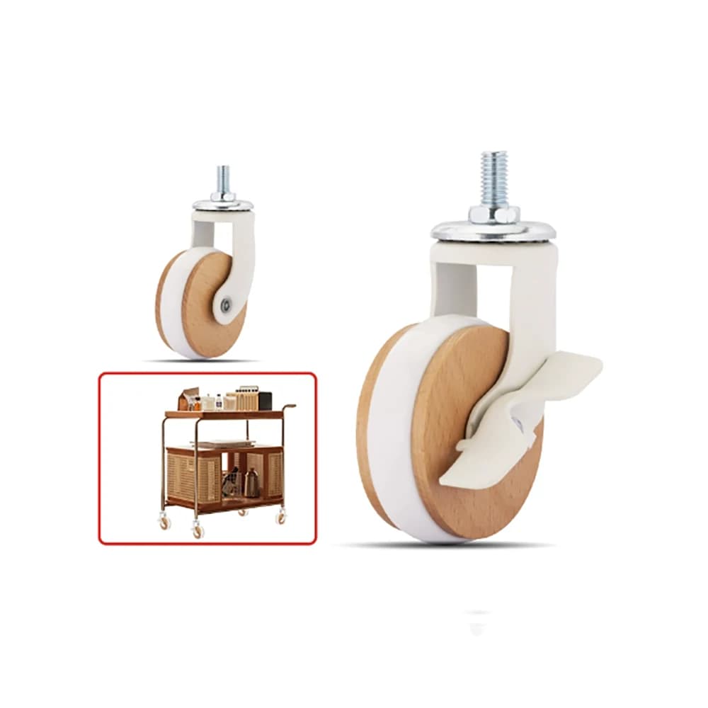 PU Rubber Small Trolley Universal Wheels M8 Screw Casters 2.5-Inch Wheels Furniture Silent Rotation Rollers Storage Rack